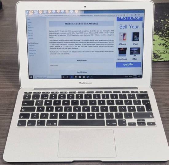 لپ تاپ اپل دست دوم مک بوک ایر Macbook Air 5,1 2012